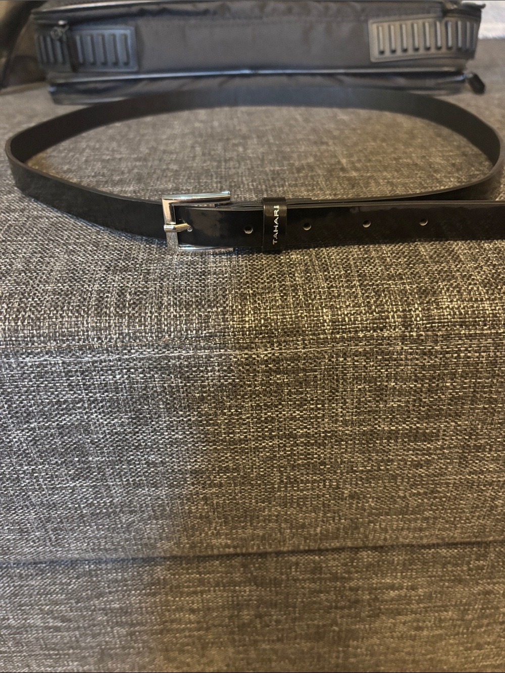 Tahari Black Leather women’s  Dress Belt with Silver Buckle
